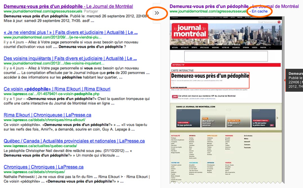 Journal de Montréal accès Google en cache