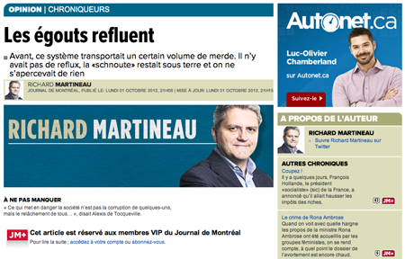 Journal de Montréal - Richard Martineau - chronique payante
