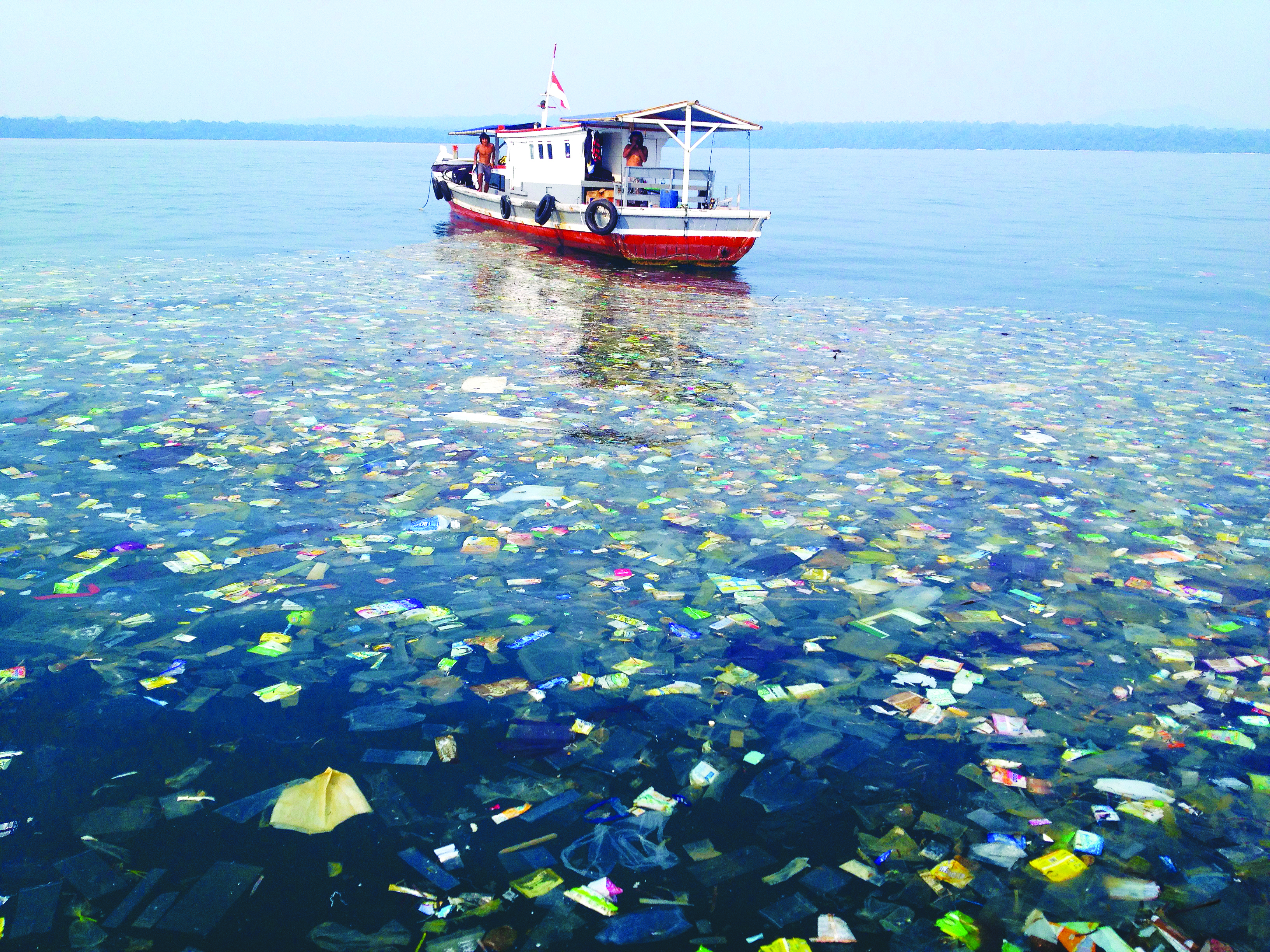 Trash floating off of the island of Java, Indonesia. Mandatory photo credit: Zak Noyle/A-Frame