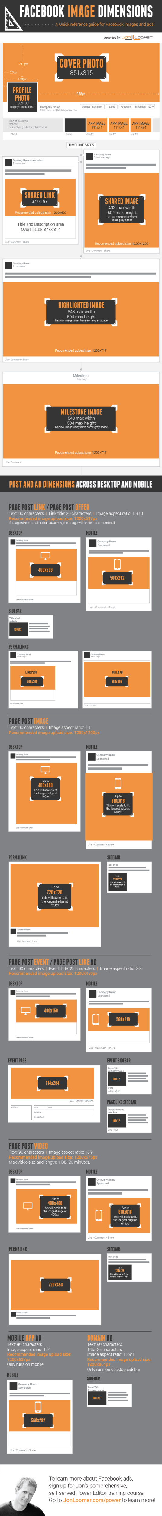 Toutes les dimensions  et tailles des images pour votre page Facebook