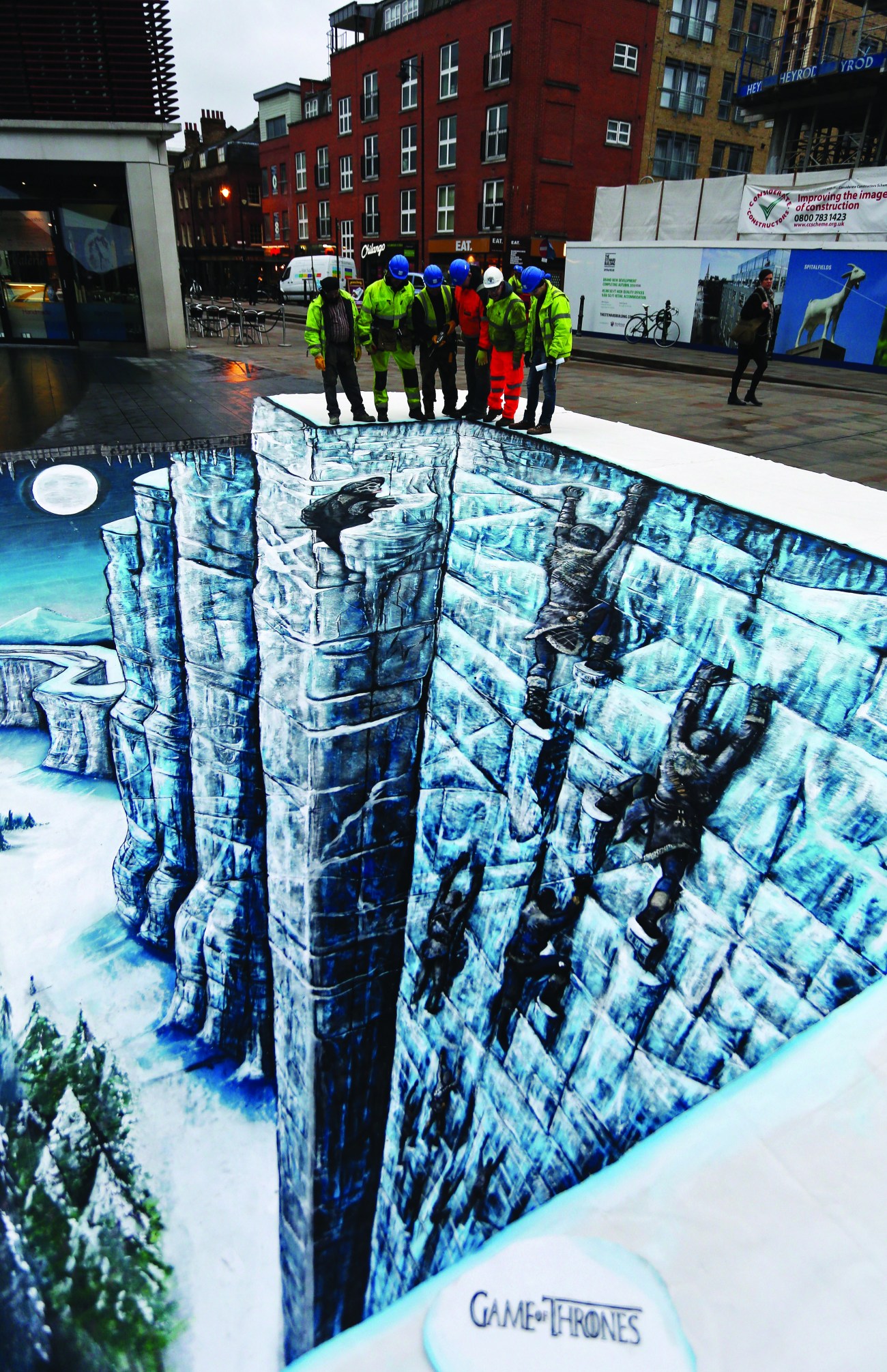 3D artwork of The Wall from Game of Thrones as unveiled today in London's Bishops Square to celebrate the Season Three Blu-ray and DVD release  - 17 Feb 2014