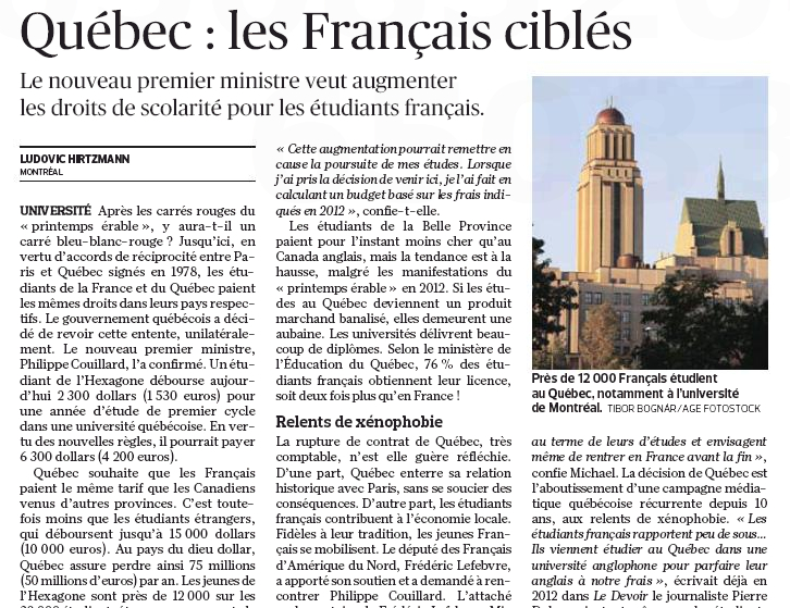 QUÉBEC MONDE Frais scolarité Figaro_c100