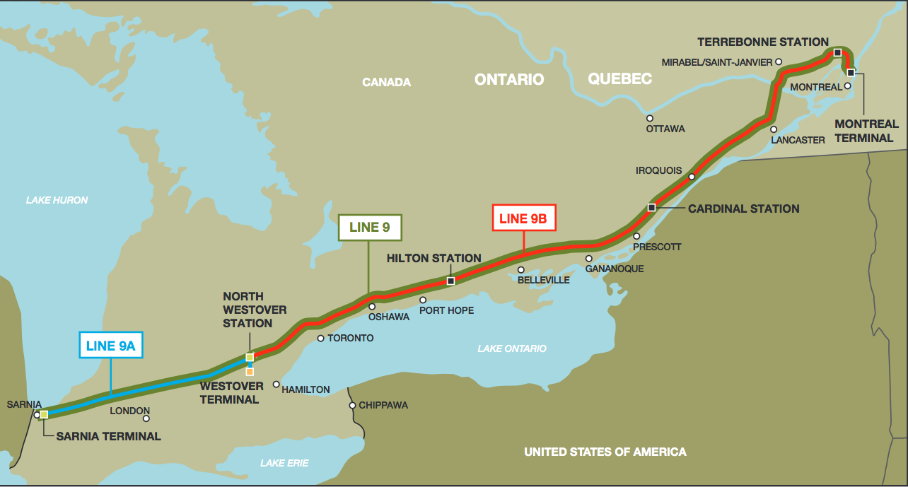 carte pipeline oléoduc 9b enbridge