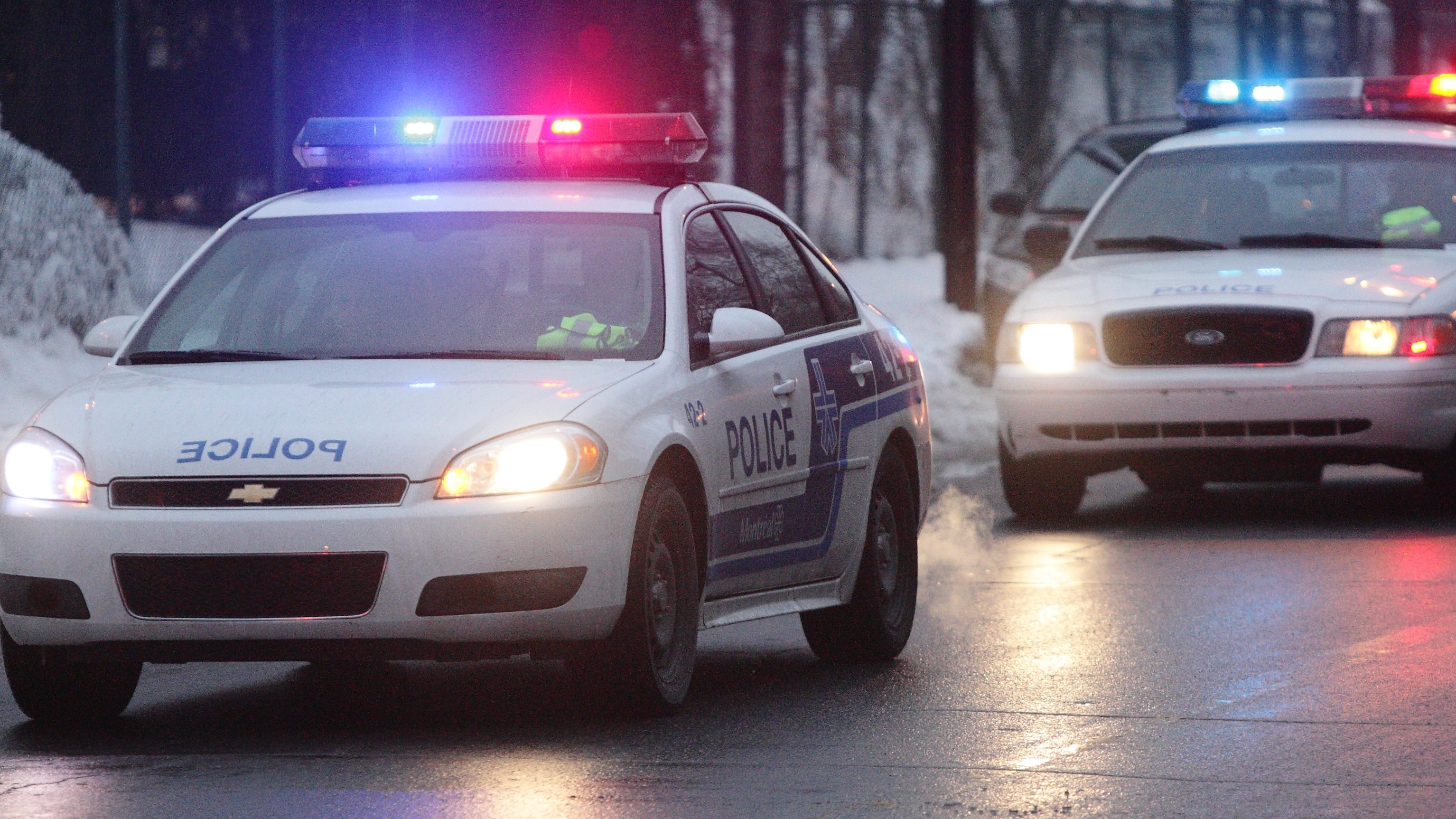 Des voitures de police du SPVM.
