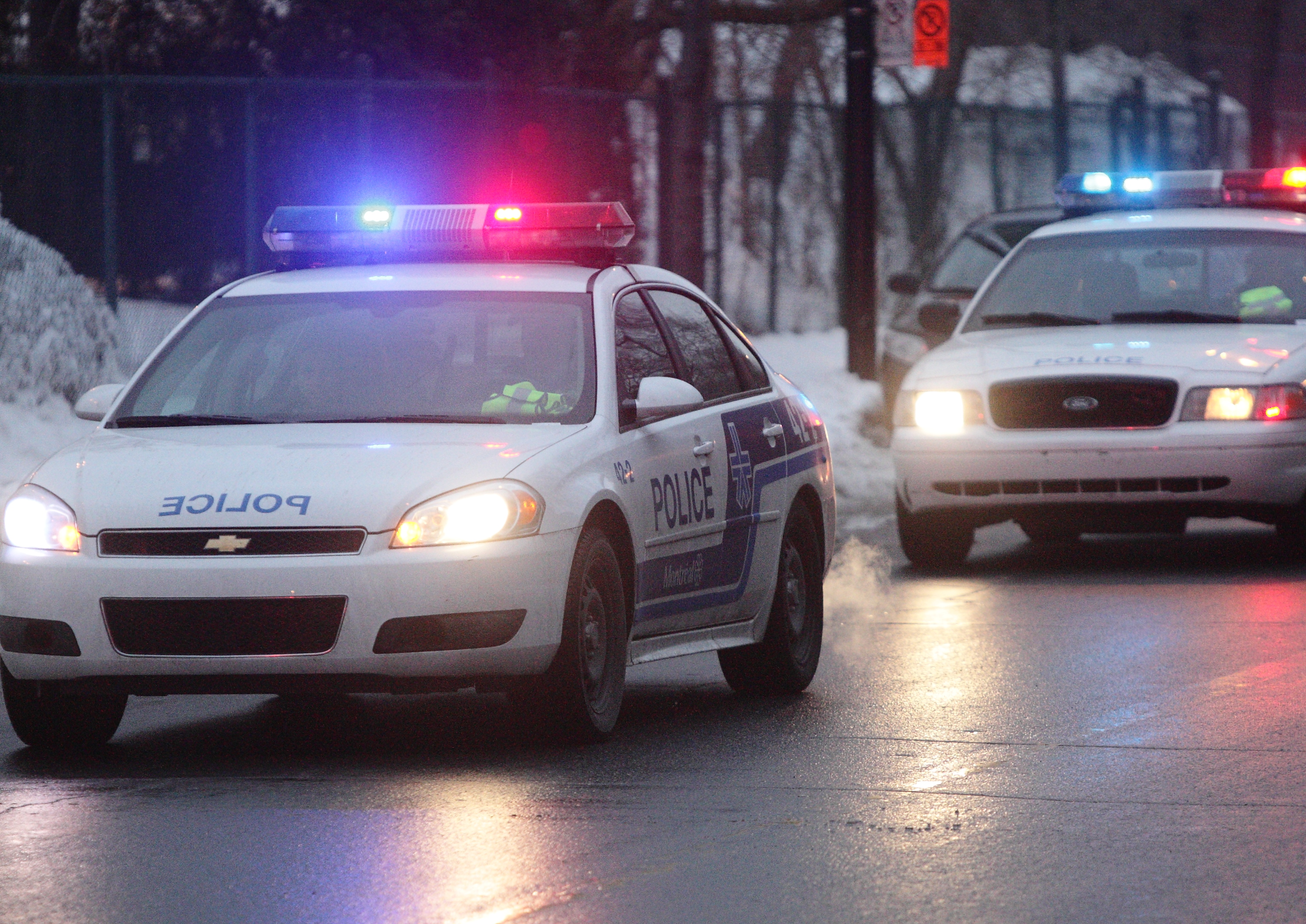 Des voitures de police du SPVM.