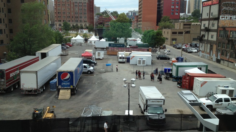 Vue de haut de l'esplanade Clark, qui deviendra l'esplanade Tranquille.
