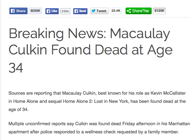 ACTU - Fausses nouvelles - Macaulay Caulkin