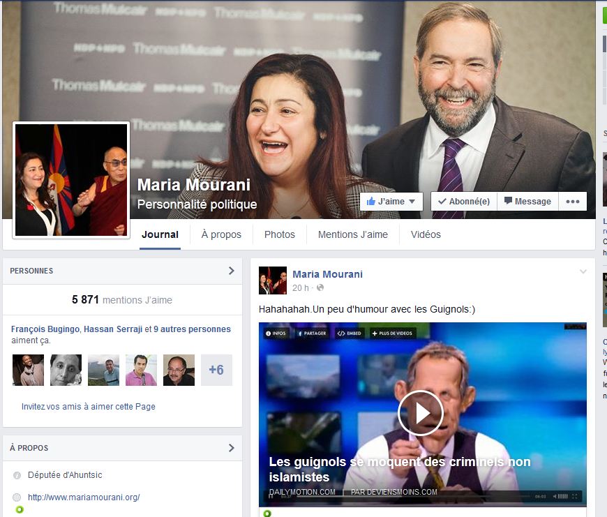 Alors qu'elle sera bient&ocirc;t en campagne &eacute;lectorale, Maria Mourani r&eacute;fl&eacute;chit &agrave; ouvrir un compte officiel Twitter. Capture / TC Media