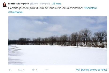Marie Montpetit, députée provinciale de Crémazie, n'hésite pas à faire la promotion de sa circonscription sur Twitter.