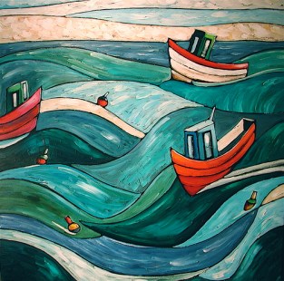 En plus de Saint-Laurent, les peintures d'Étienne Côté représentent les quartiers populaires de Montréal, mais aussi des homardiers et des barques de la Gaspésie.