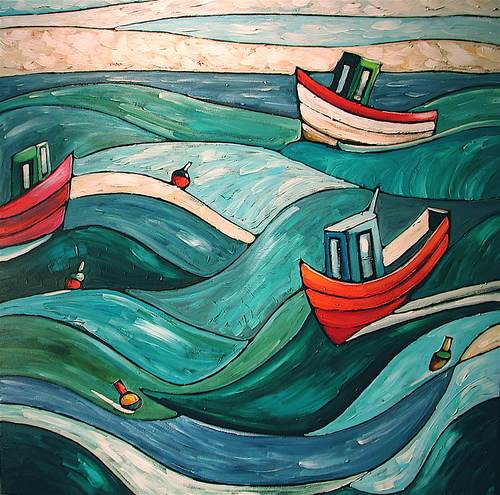 En plus de Saint-Laurent, les peintures d'&Eacute;tienne C&ocirc;t&eacute; repr&eacute;sentent les quartiers populaires de Montr&eacute;al, mais aussi des homardiers et des barques de la Gasp&eacute;sie.