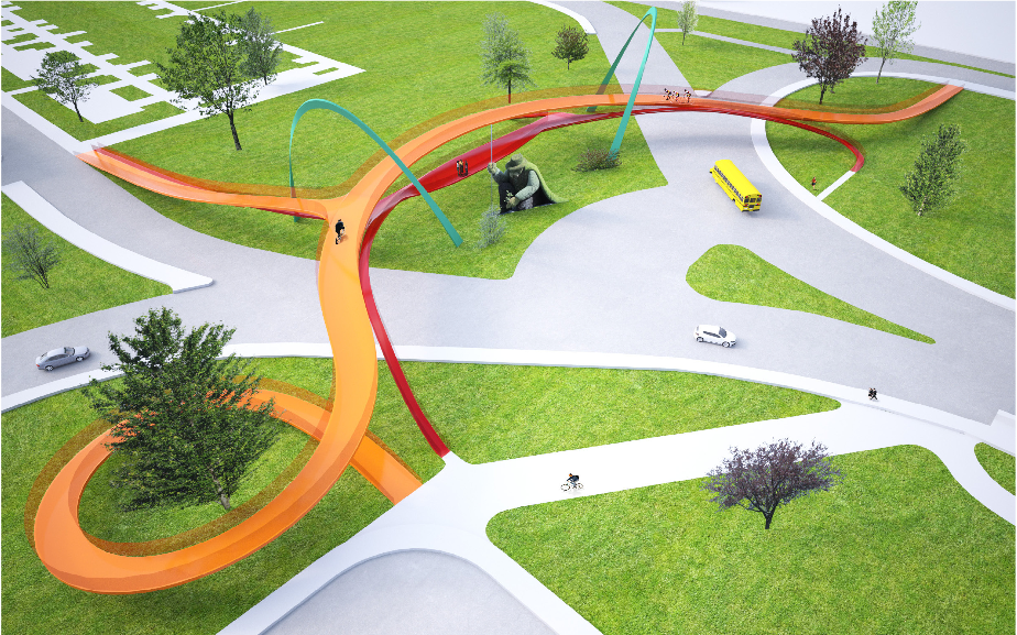 La firme d’architectes Rayside Labossière a mis sur papier ce que plusieurs citoyens du quartier Sainte-Marie espèrent: une passerelle piétonne et cycliste pour améliorer la sécurité aux abords du pont Jacques-Cartier.