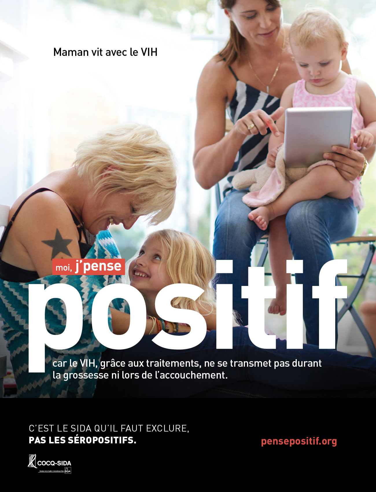 Campagne pensepositif COCQ-SIDA Affiche-maman