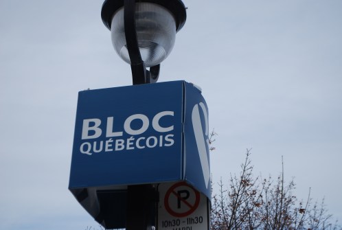 Cette pancarte du Bloc québécois est en place depuis plus d'un an.