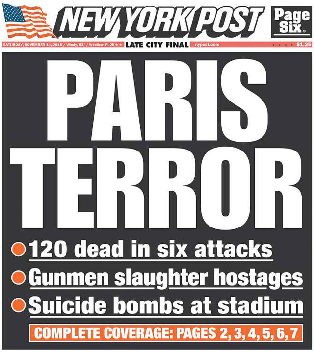 Une journaux paris attaques