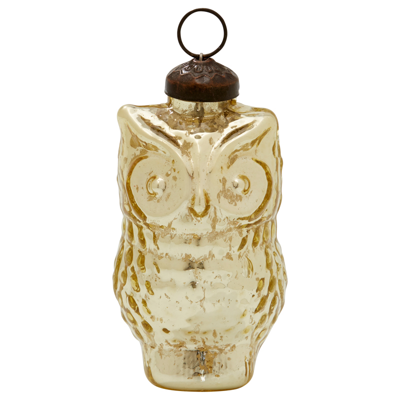 Gold ornement hibou indigo