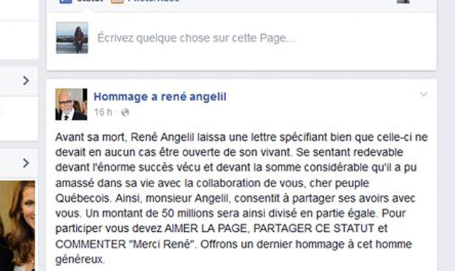 hommage ren&eacute; ang&eacute;lil facebook