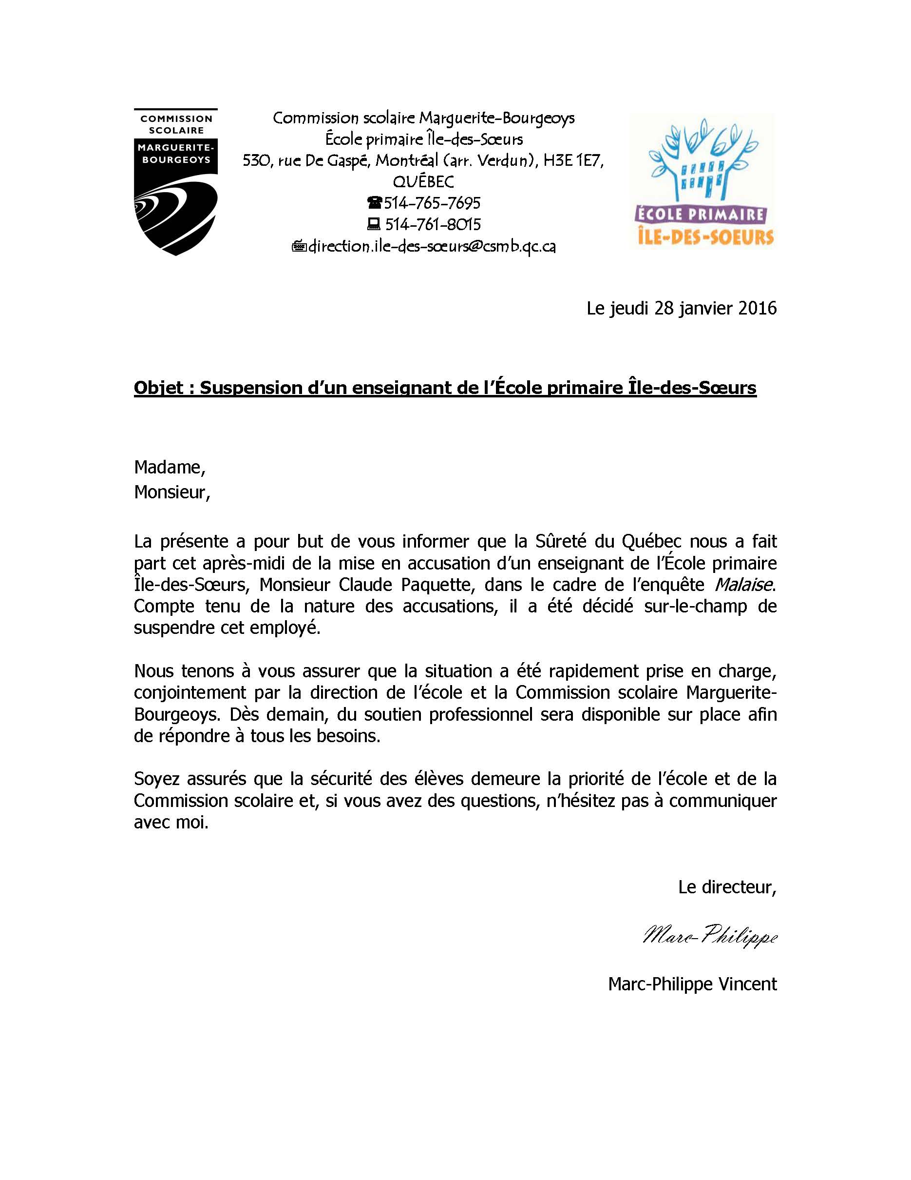 Lettre Direction IDS_28 janvier 2016