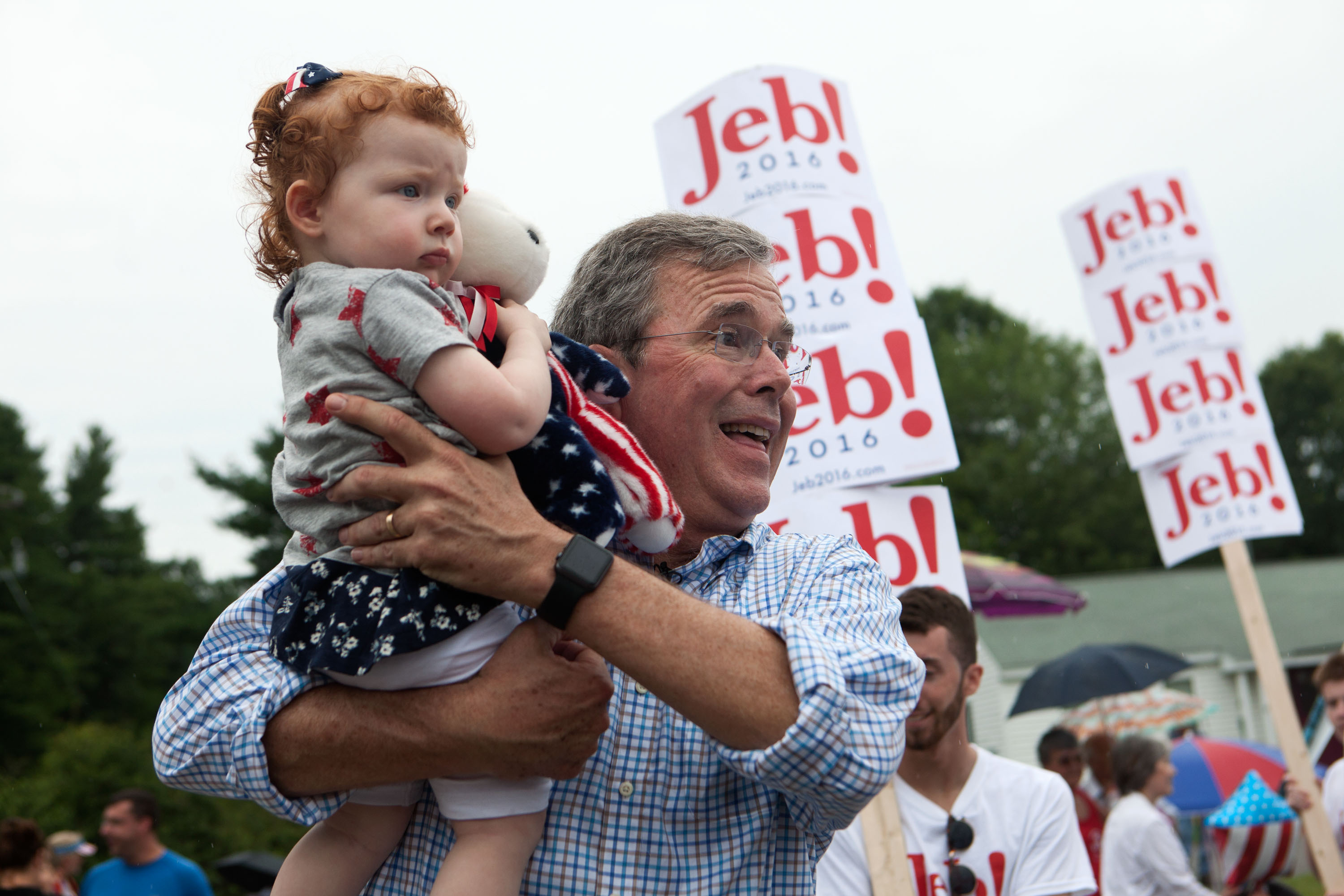 Republican Presidential Candidate Jeb Bush Campaigns In New Hampshire On July 4th