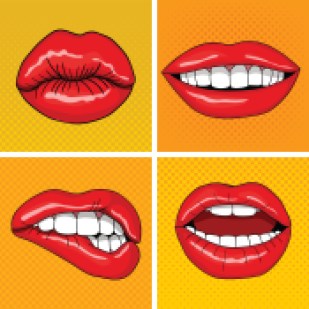 Lips Set in Retro Pop Art Style