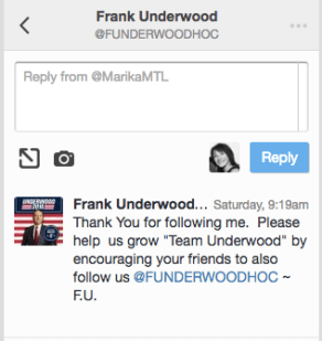Frank Underwood private message