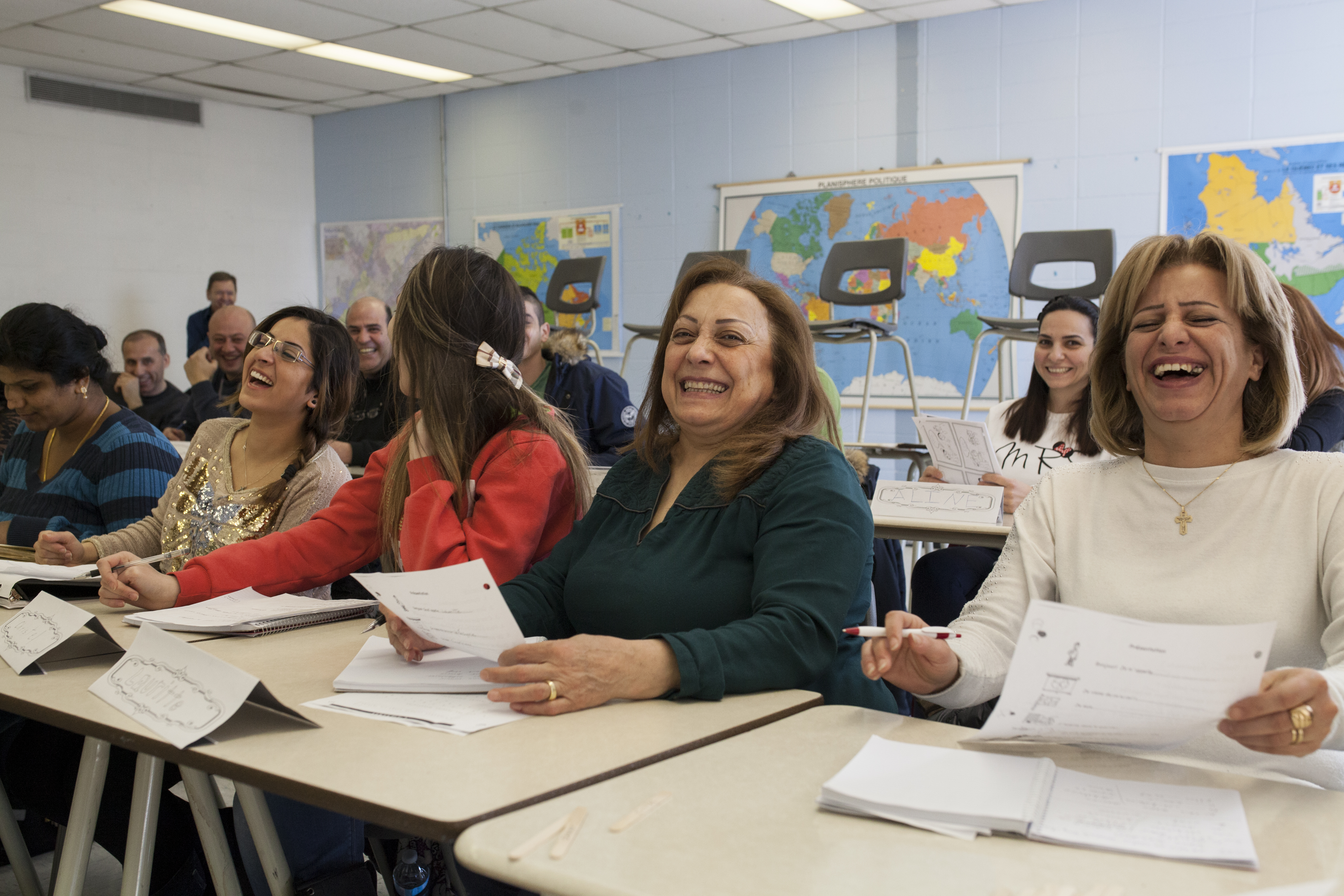 Des réfugiés syriens à un cours de francisation du centre William-Higston