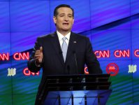 Republican presidential candidate, Sen. Ted Cruz, R-Texas, speaks during the Republican presidential debate sponsored by CNN, Salem Media Group and the Washington Times at the University of Miami, Thursday, March 10, 2016, in Coral Gables, Fla. (AP Photo/Wilfredo Lee)