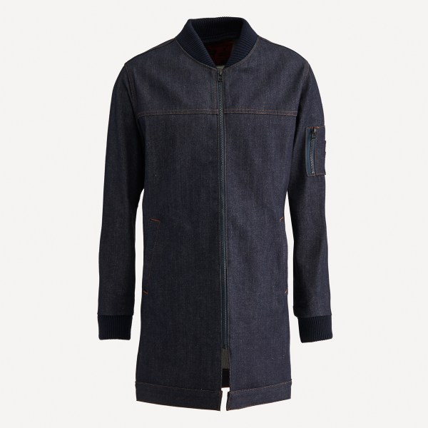 Naked & Famous x Frank & Oak Long Selvedge Denim Bomber in Indigo