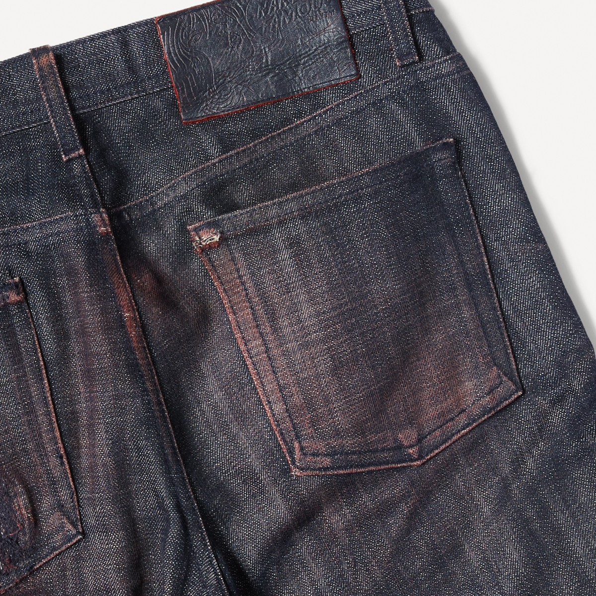 Naked & Famous x Frank & Oak Slim-Straight Selvedge Denim in Redcore Indigo2