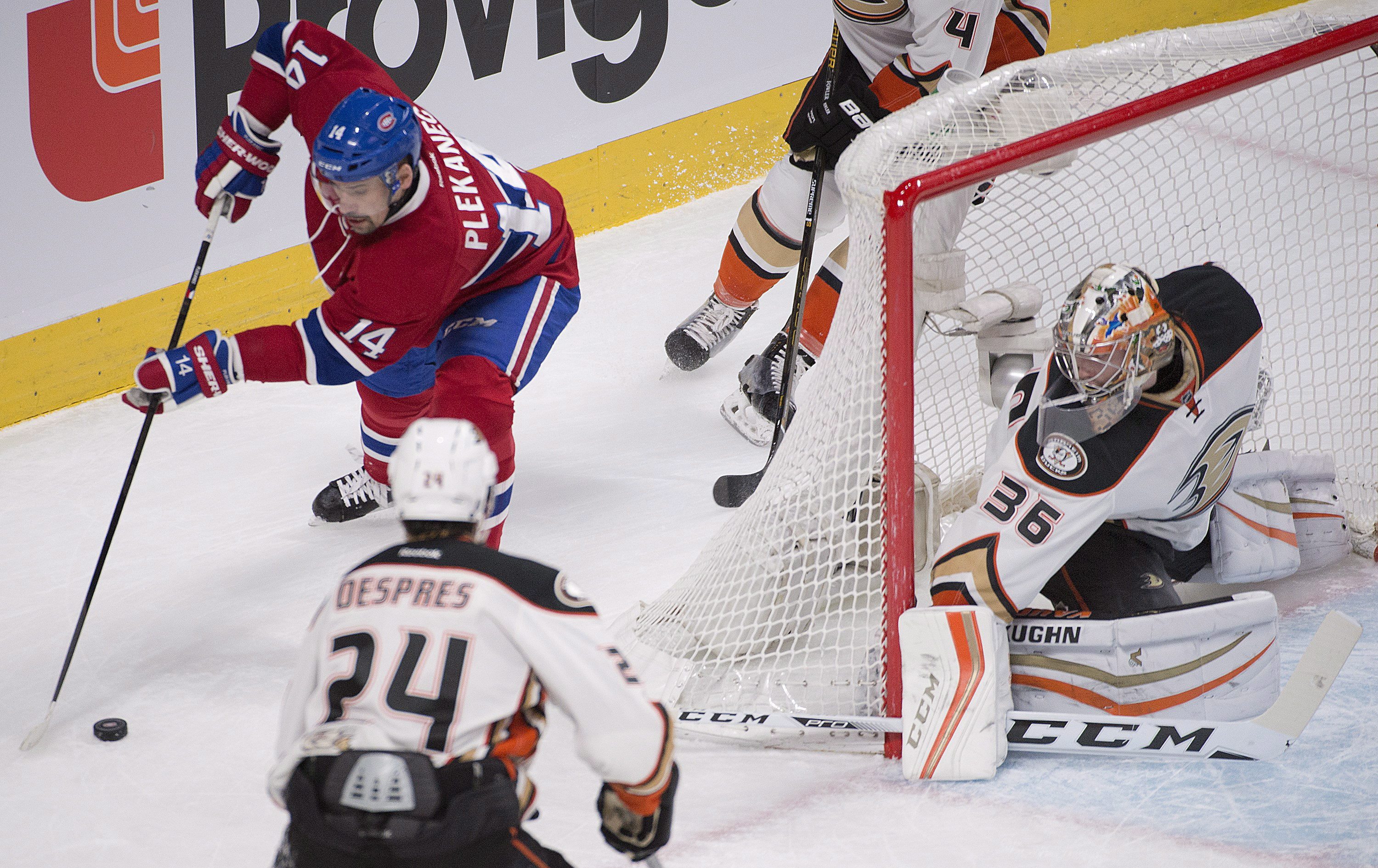 John Gibson, Tomas Plekanec, Simon Despres,