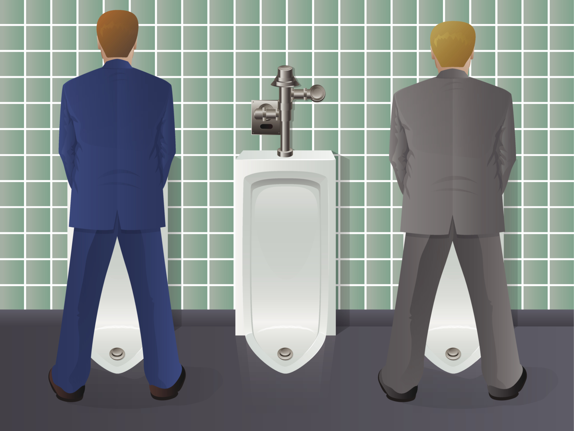 vue en perspective de l'urinoir pour hommes avec système de