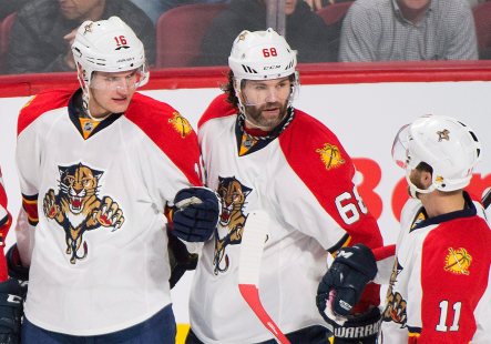 Aleksander Barkov, Jaromir Jagr, Jonathan Huberdeau,