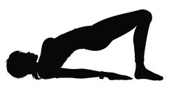 Woman doing yoga exercise the bridge pose. Available in vector EPS format.
