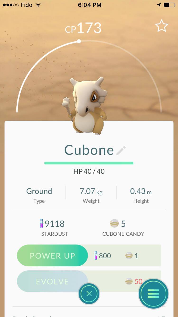 Cubone Pok&eacute;mon Go