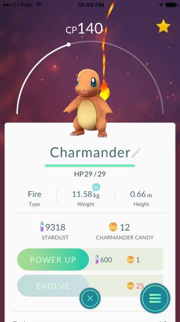 Charmander Pok&eacute;mon Go