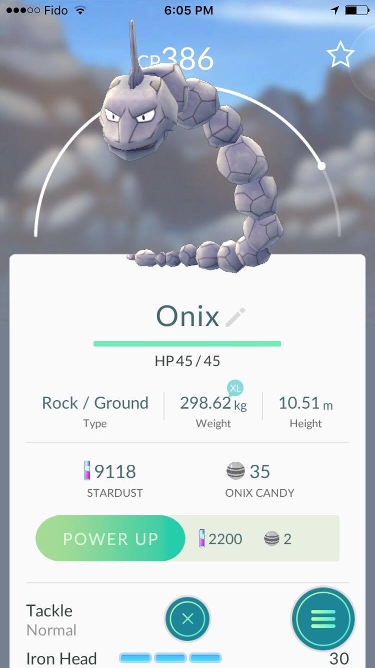 Onix Pok&eacute;mon Go