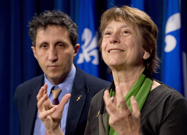 Françoise David députée de Gouin et chef de Québec solidaire et son collègue Amir Khadir, député de Mercier.