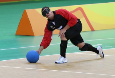 Rio de Janeiro-9/9/2016- Team Canada plays Brazil in the men's goalball at the 2016 Paralympic Games in Rio. Photo Scott Grant/Canadian Paralympic Committee