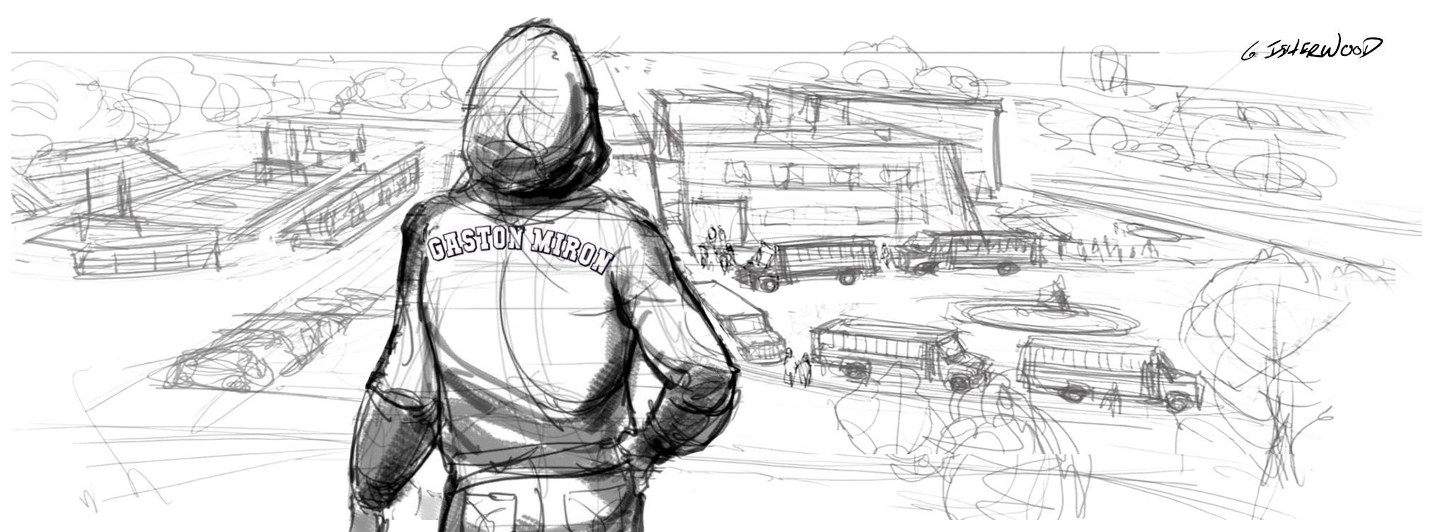 Un croquis de l'école Calixa-Lavallée transformée en école Gaston-Miron.