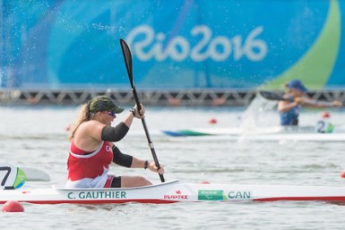 RIO DE JANEIRO - 15/9/2016: Christine Gauthier competes in the Women's KL2 Final Canoe Sprint at the Lagoa Stadium during the Rio 2016 Paralympic Games in Rio de Janeiro, Brazil. (Photo by Matthew Murnaghan/Canadian Paralympic Committee)