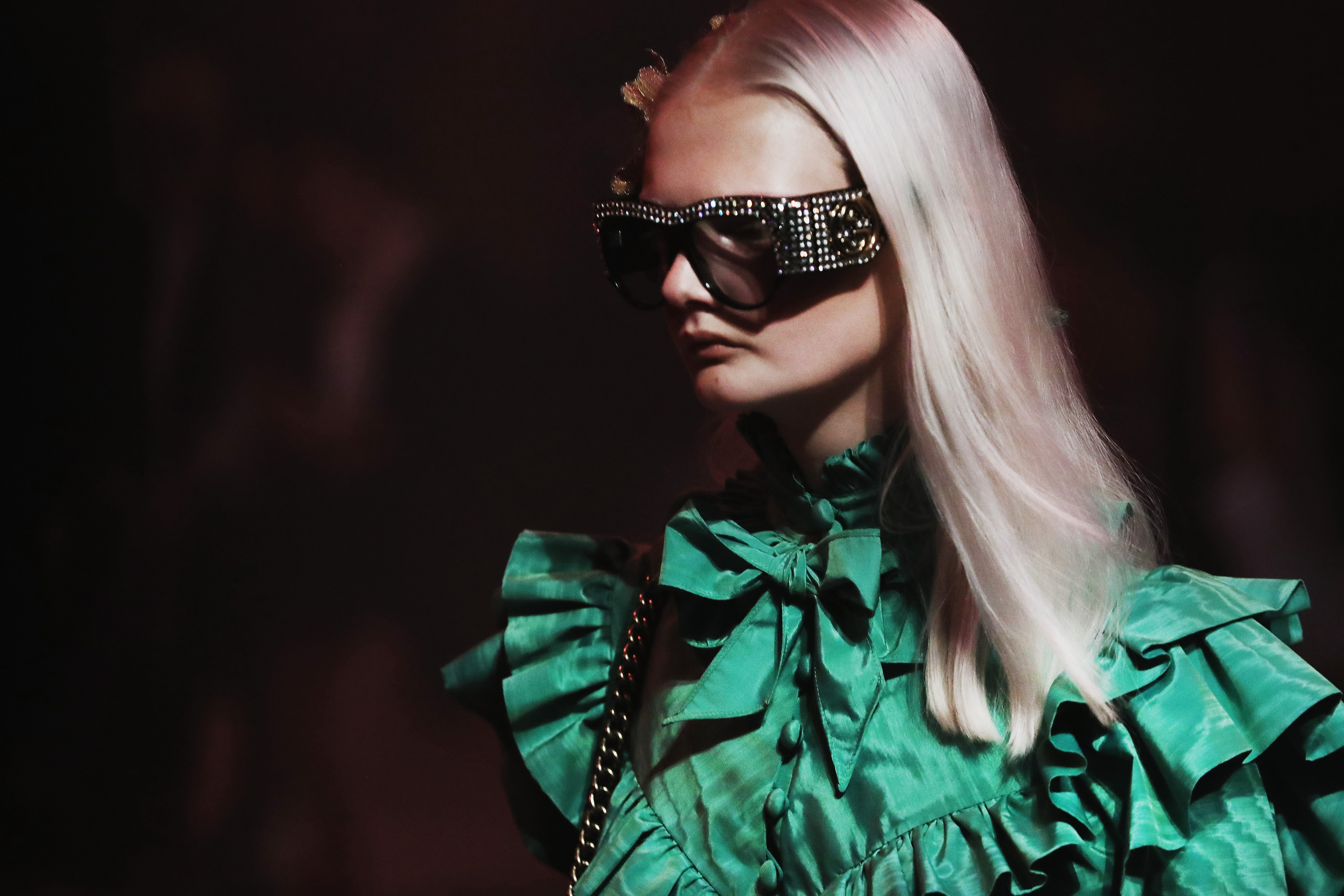 MILAN, ITALY - SEPTEMBER 21: (EDITORS NOTE: Image has been desaturated.) A model walks the runway at the Gucci show during Milan Fashion Week Spring/Summer 2017 on September 21, 2016 in Milan, Italy. (Photo by Vittorio Zunino Celotto/Getty Images)