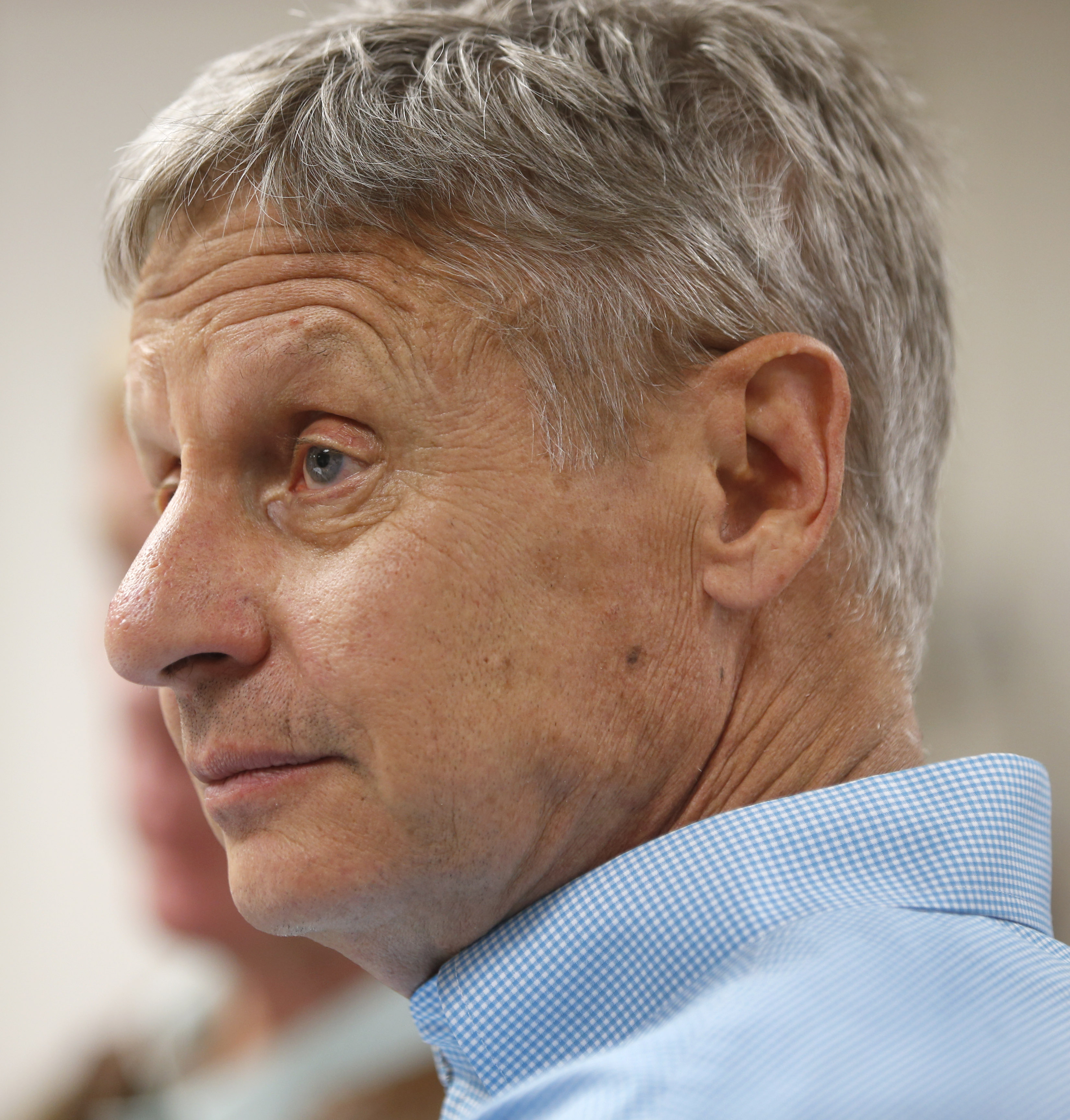 SALT LAKE CITY, UT - AUGUST 6: Libertarian presidential candidate Gary Johnson talks to the press before a rally on August 6, 2015 in Salt Lake City, Utah. Johnson has spent the day campaigning in Salt Lake City, the home town of former republican presidential candidate Mitt Romney. (Photo by George Frey/Getty Images)