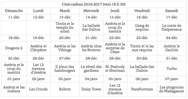 cin&eacute; cadeau