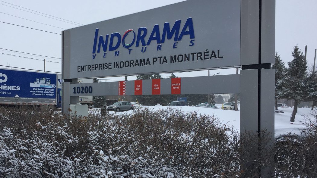 L'enseigne d'Entreprise Indorama PTA Montréal, le 18 janvier 2017