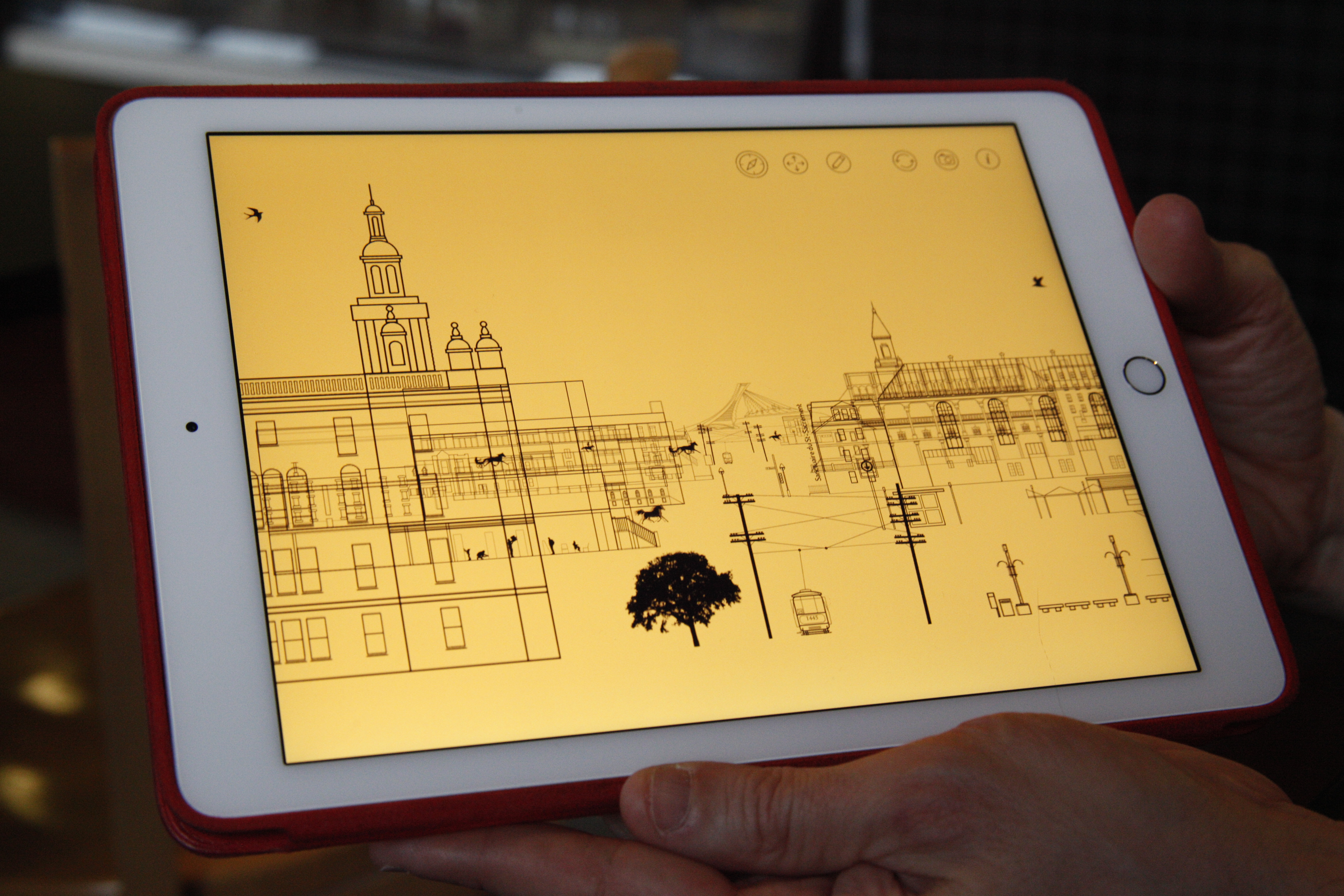 Un Ipad avec l'application "D'une biblioth&egrave;que &agrave; l'autre".