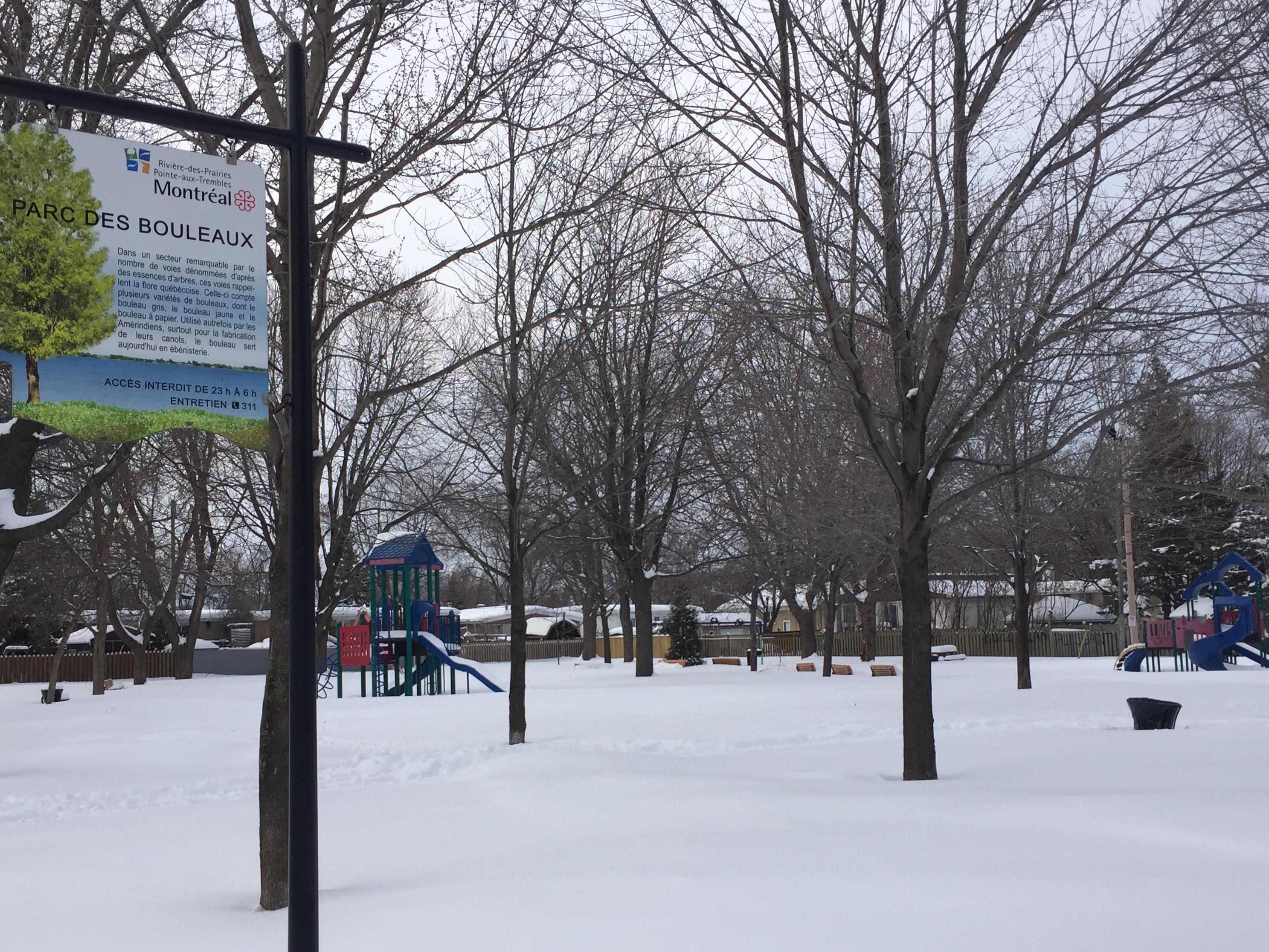 Le parc des Bouleaux, dans le secteur Pointe-aux-Trembles de Montréal, le 14 février 2017.
