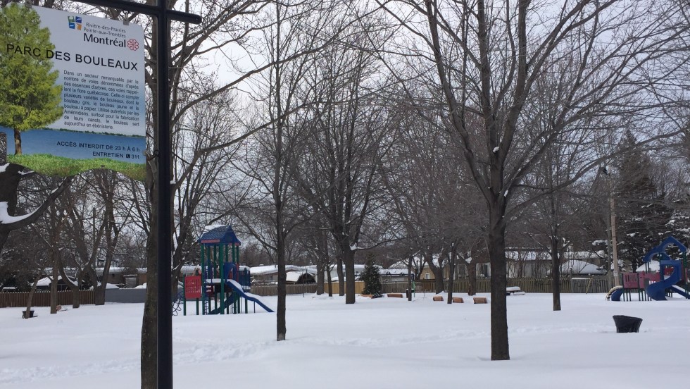 Le parc des Bouleaux, dans le secteur Pointe-aux-Trembles de Montréal, le 14 février 2017.