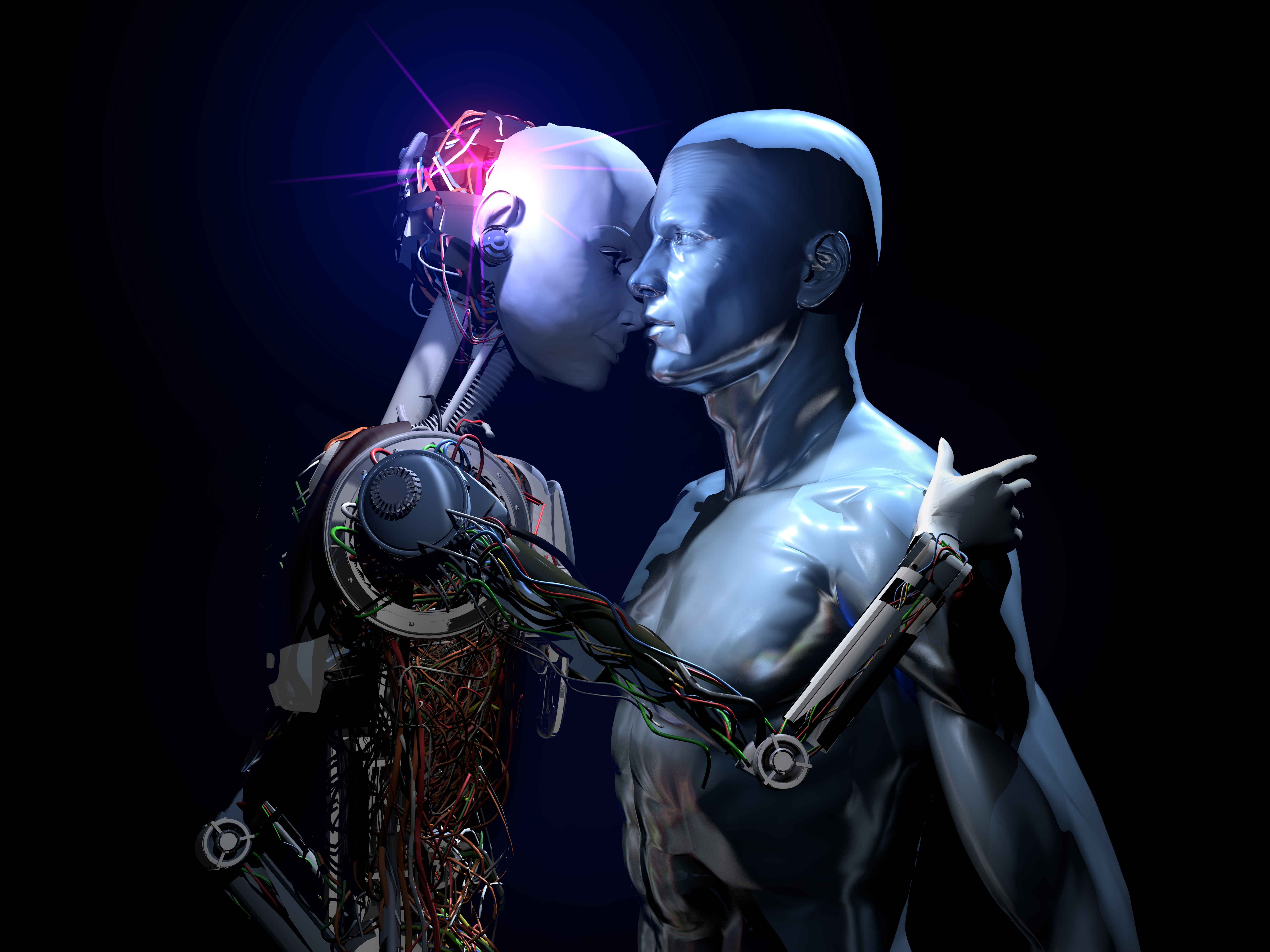 Девушка робот. Робот человек. Искусственный интеллект и человек арт. Влюбленные роботы. Ии лучше человека