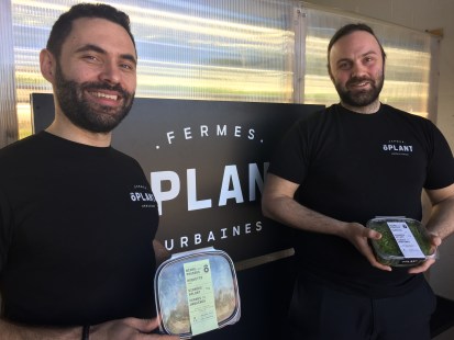 Guillaume Salvas (gauche) et Jérôme Fournier, fondateur et directeur recherche et développement d'Ôplant, en avril 2017.