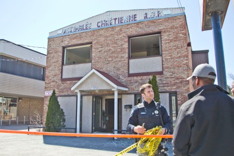 Un incendie s'est déclaré à l'Assemblée chrétienne de Rivière-des-Prairies le 14 avril 2017.